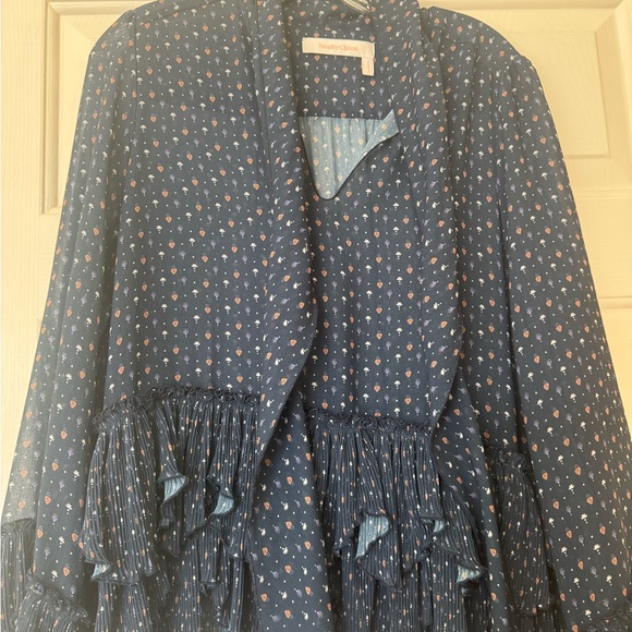 Navy Blue Ruffled Blouse - Picture 3 of 6